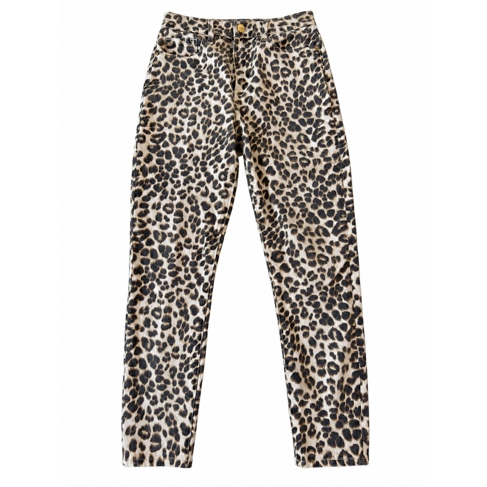 Frame Denim Ali High Rise Cigarette Jeans Leopard Print Beige Multi Size 26